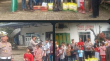 Kapolsek Kutalimbaru, AKP Idem Sitepu S, H Bersama Personil Polsek Kutalimbaru, Berikan Tali Asih Kepada Pelajar Penderita Tumor Ganas.