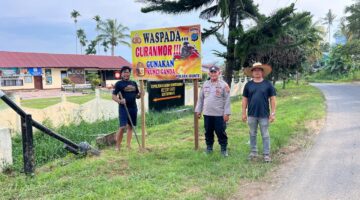 Polsek Munte Pasang Spanduk Imbauan Waspada Curanmor di Kecamatan Munte