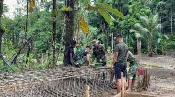 Karya Bakti Skala Besar Kodam I/BB Dimulai, Jembatan Perintis Garuda di Sungai Hou Nias Dibangun