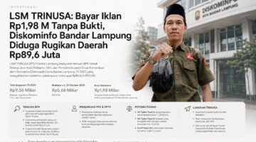 LSM TRINUSA: Bayar Iklan Rp1,98 M Tanpa Bukti, Diskominfo Bandar Lampung Diduga Rugikan Daerah Rp89,6 Juta