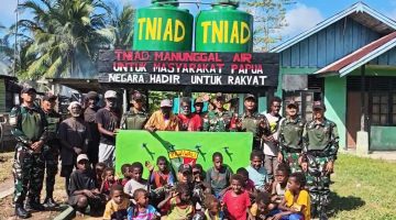 Presiden RI dan Kepala Staf Angkatan Darat Hadir Untuk Rakyat Melalui Satgas Yonif 123/Rajawali Membangun Sumur Bor di Kampung Kiworo Distrik Kimaam