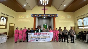 Sambut HUT Bhayangkara ke-80, Sat Binmas Polres Karo Gelar Minggu Kasih di GBKP Katepul Kabanjahe