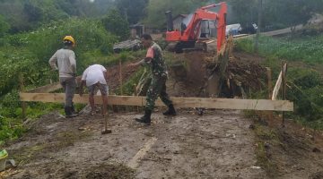 Kodim 0205/TK Rampungkan Pembangunan Jembatan Beton di Desa Tanjung Beringin