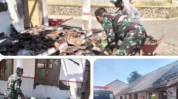 Ruang Kelas Madrasah di Cigasong Majalengka Terbakar, Koramil 1701 Bergerak Cepat Bantu Penanganan