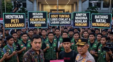 AMP2K Madina Gelar Aksi di Mabes Polri, Desak Penindakan Tegas PETI di Lingga Bayu dan Batang Natal