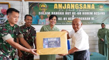 Sambut HUT ke-68, Korem 023/KS dan HUT ke-81 Kemerdekaan RI Laksanakan Anjangsana ke Panti Asuhan