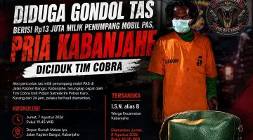 Diduga Gondol Tas Berisi Rp13 Juta Milik Penumpang Mobil PAS, Pria Kabanjahe Diciduk Tim Cobra