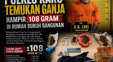 Digerebek Tengah Malam, Polres Karo Temukan Ganja Hampir 108 Gram di Rumah Buruh Bangunan