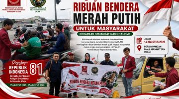 *Sambut HUT ke-81 RI, PW Pemuda Muslim Sumut dan AJMI Bagikan Ribuan Bendera di Medan*