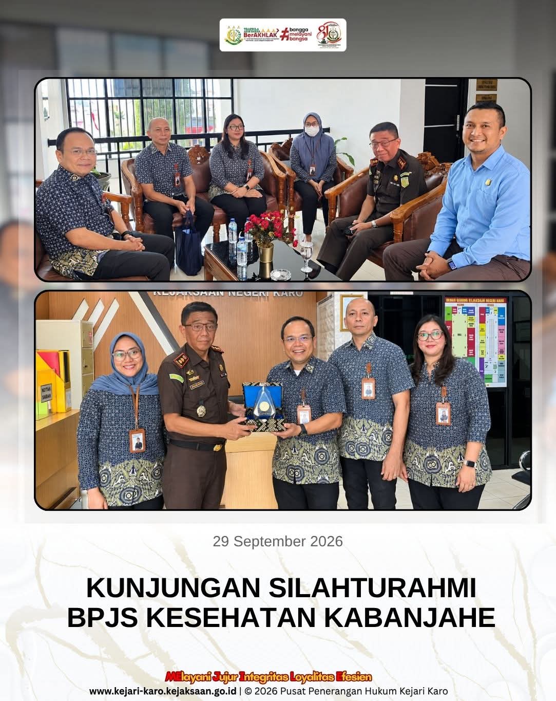 Dukung Optimalisasi Pelayanan Publik dan JKN, Kejari Karo dan BPJS Kesehatan Kabanjahe Pererat Koordinasi Bidang Datun