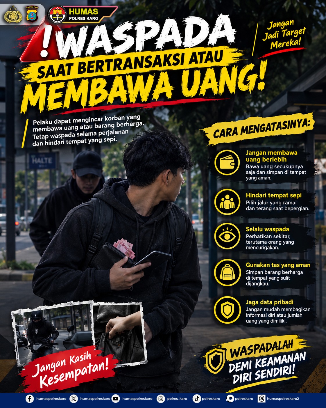 Hindari Kerawanan Kejahatan, Polres Karo Imbau Warga Waspada Saat Bawa Uang Tunai Jumlah Besar