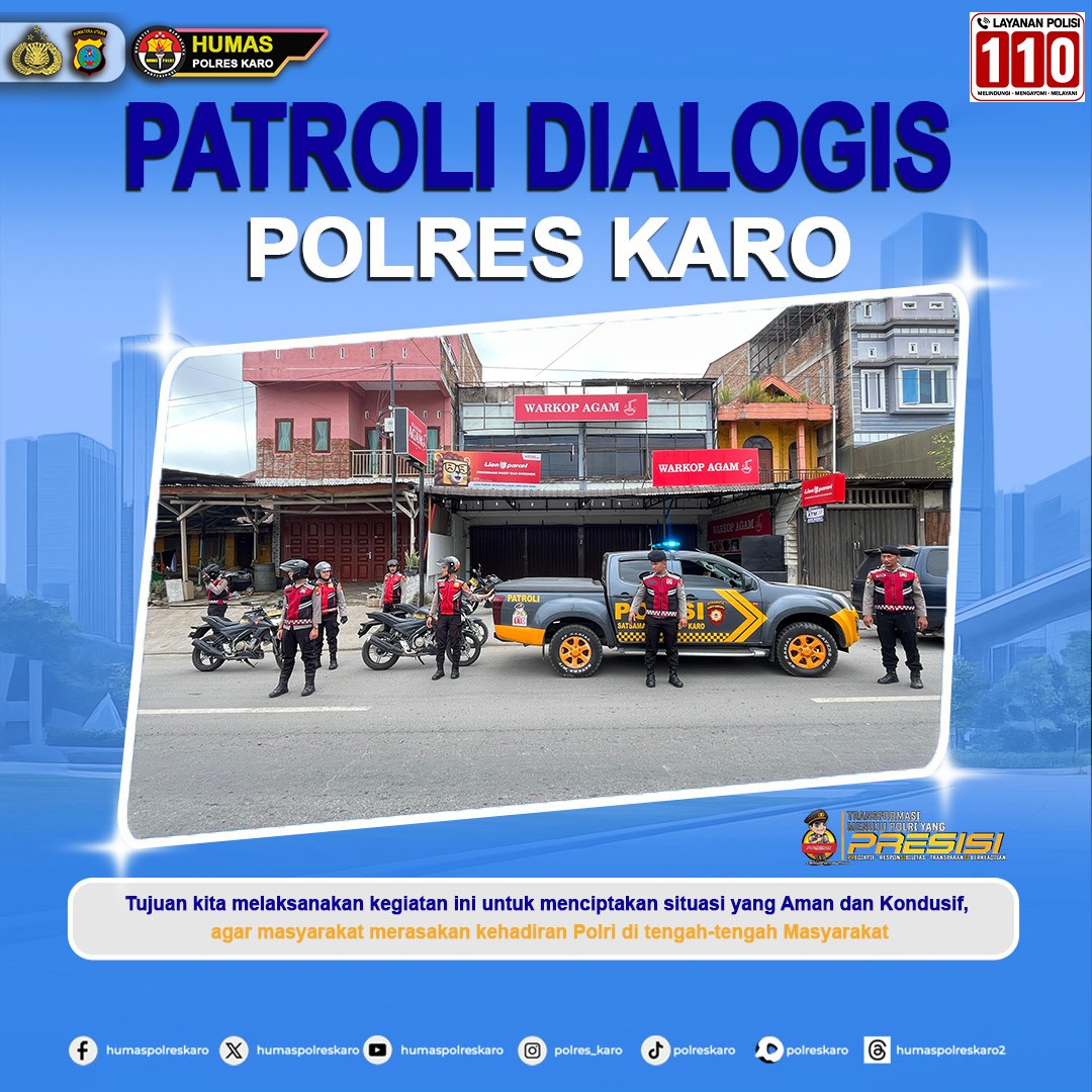 Tingkatkan Keamanan Wilayah, Polres Karo Intensifkan Patroli Dialogis Bersama Masyarakat
