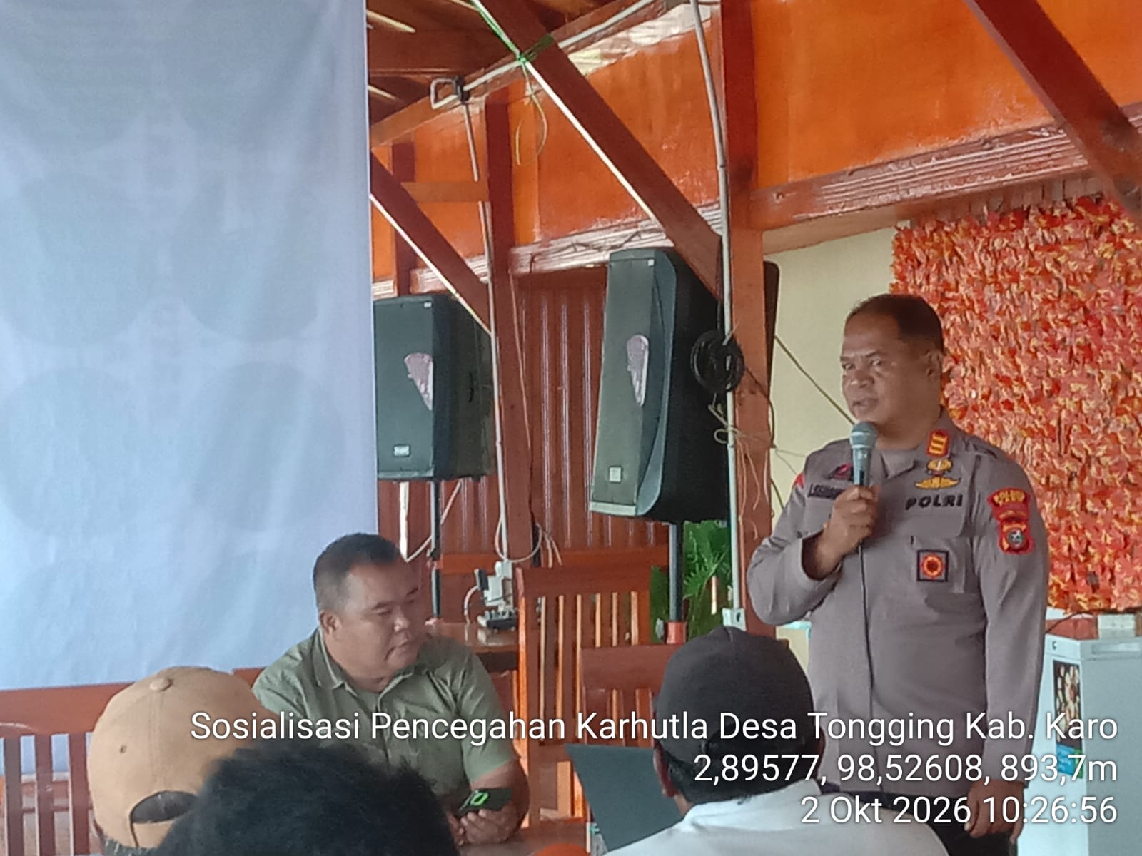 Kapolsek Tigapanah Sosialisasikan Pencegahan Karhutla Kepada Warga Desa Tongging